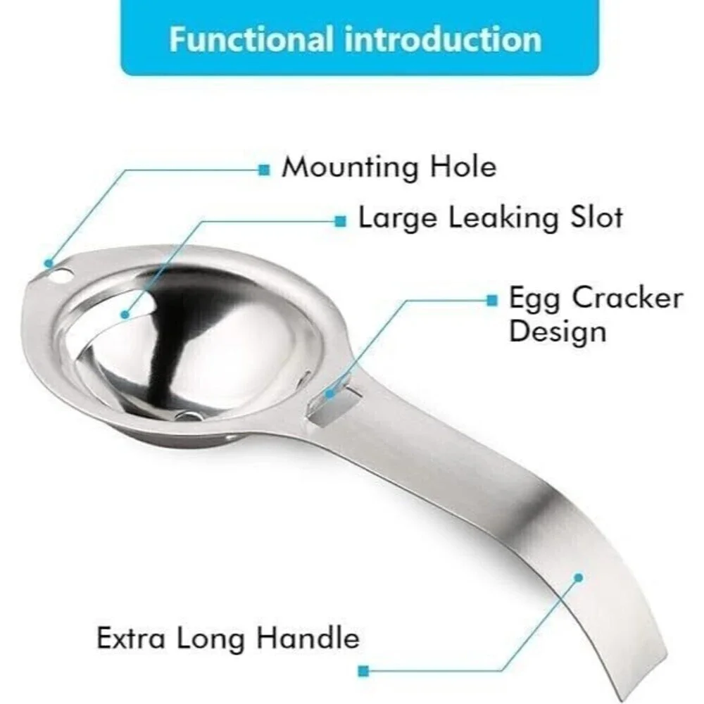 2‎ Pcs Stainless Steel Egg Separator Egg White Yolk Filter Sieve Kitchen Gadget